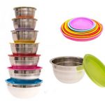 لگن استیل درب رنگی YYI Salad Bowl
